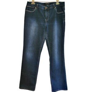Baccini Womens Bootcut Jeans Dark Wash Embellished Stretch 5-Pocket Size 14 EUC